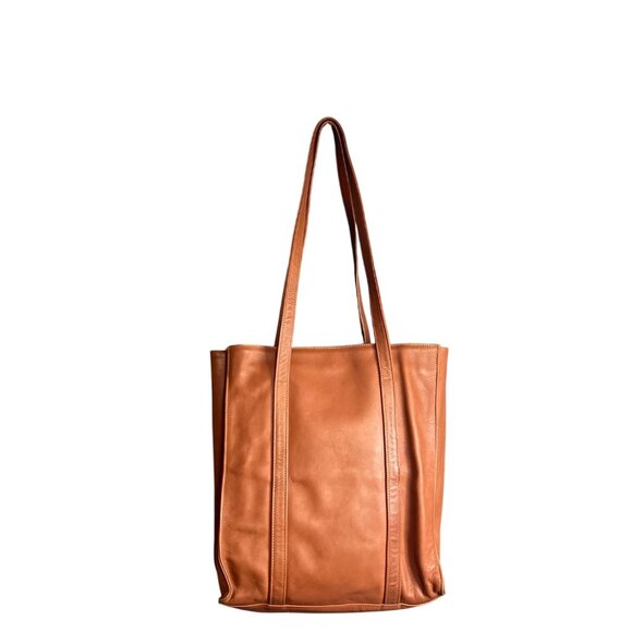 Vintage Laura USA Tan Leather Shopper Tote Bag - Picture 2 of 7
